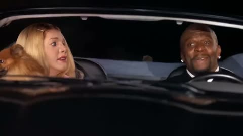 White Chicks car reference with a singing driver and a surprised passenger holding a small dog