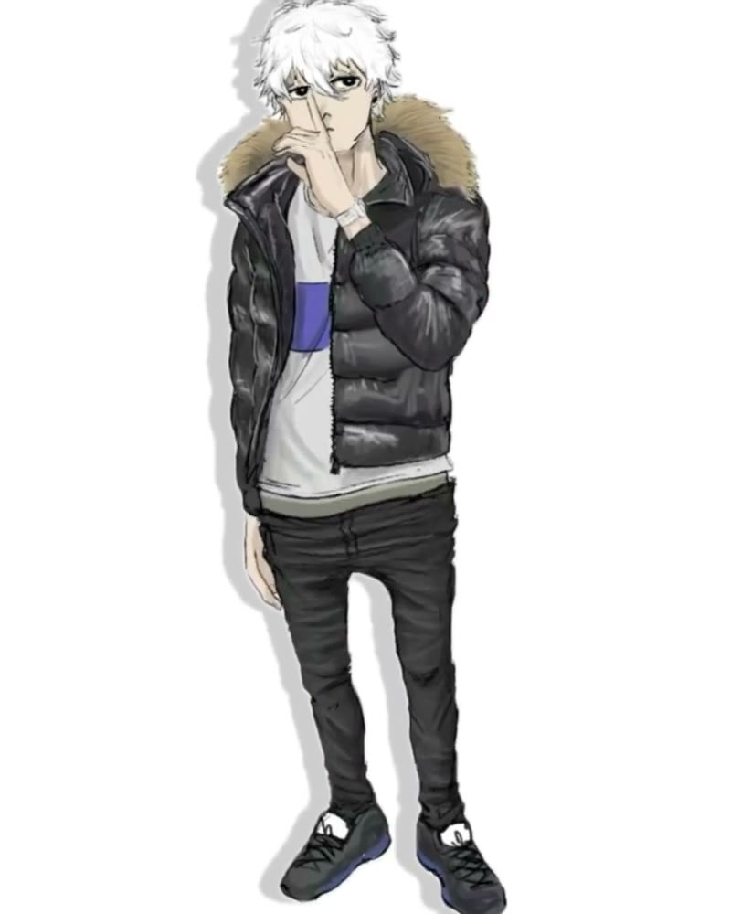 A second anime pose in the same white setting